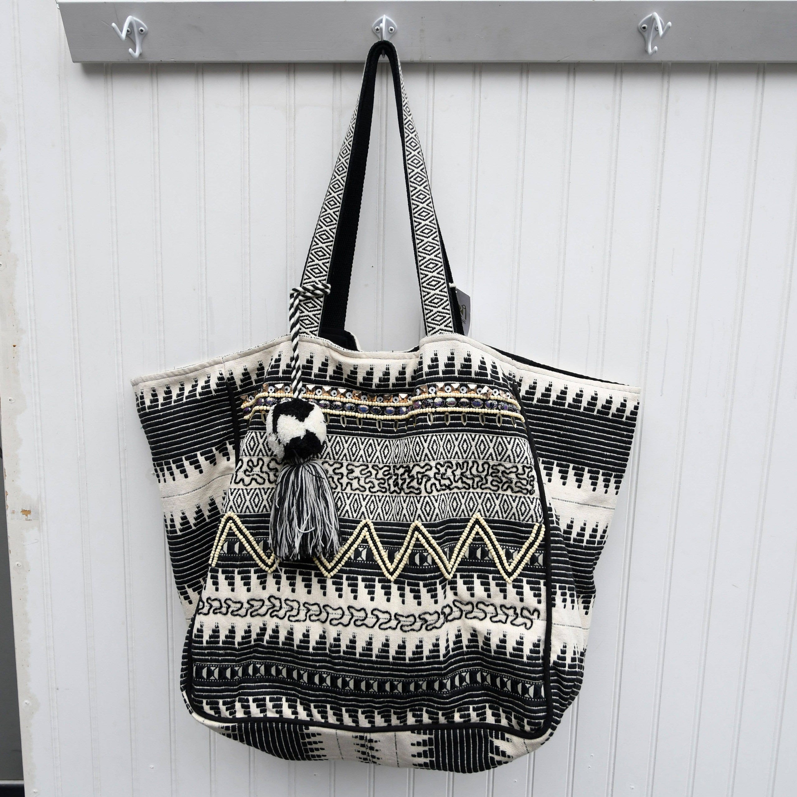 Chloe Lex Black White Striped Wide Tote My Site